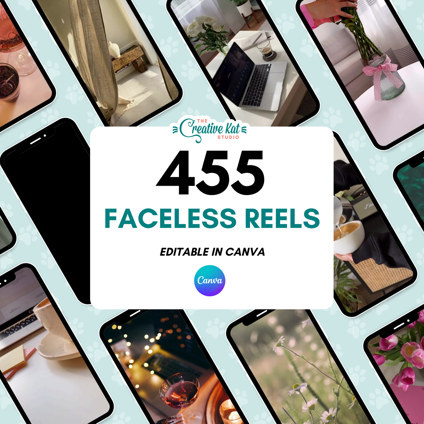 455 Faceless Reels Templates, PLUS 455 Social Media Hooks PDF