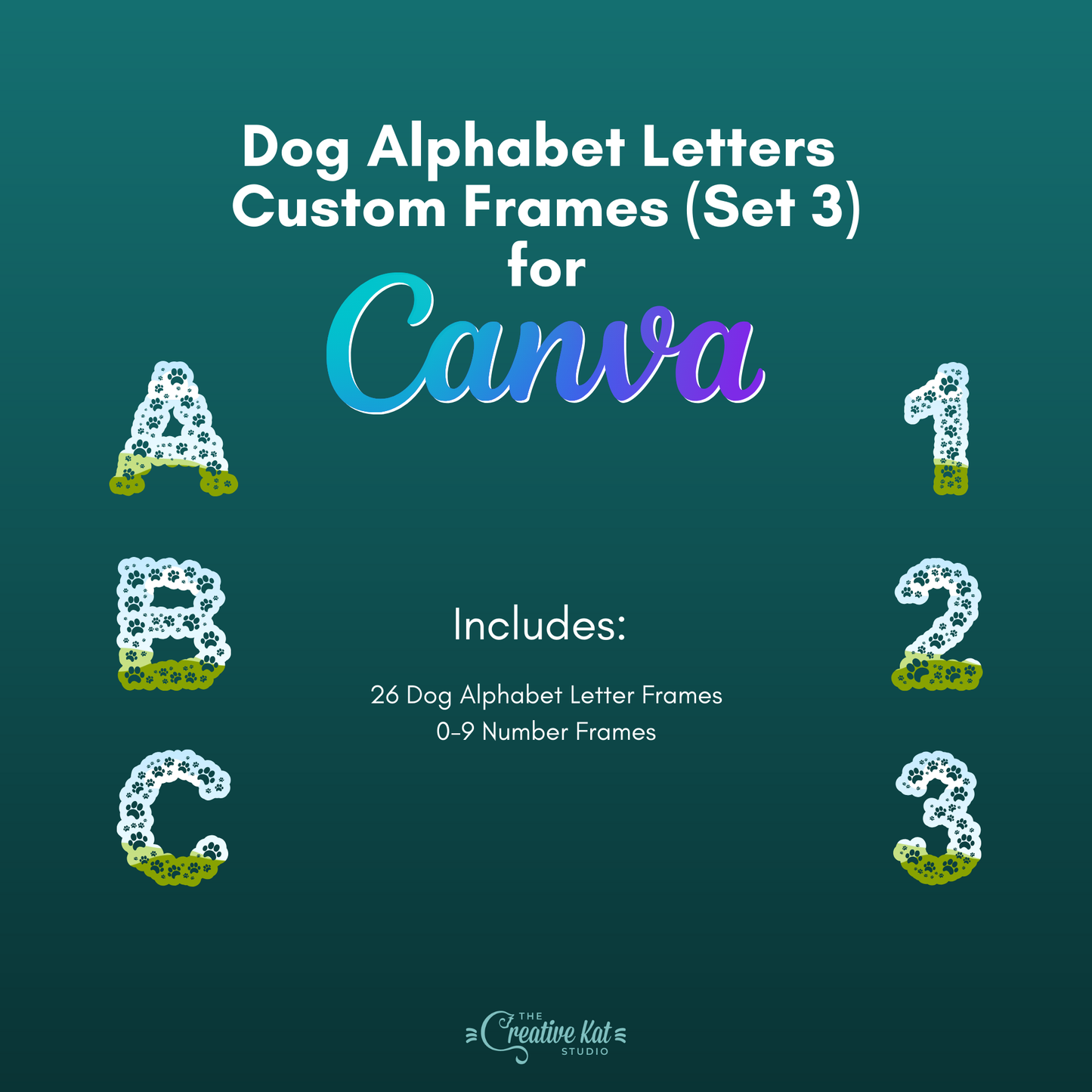 Dog Alphabet Letters Custom Frames For Canva (Set 3)