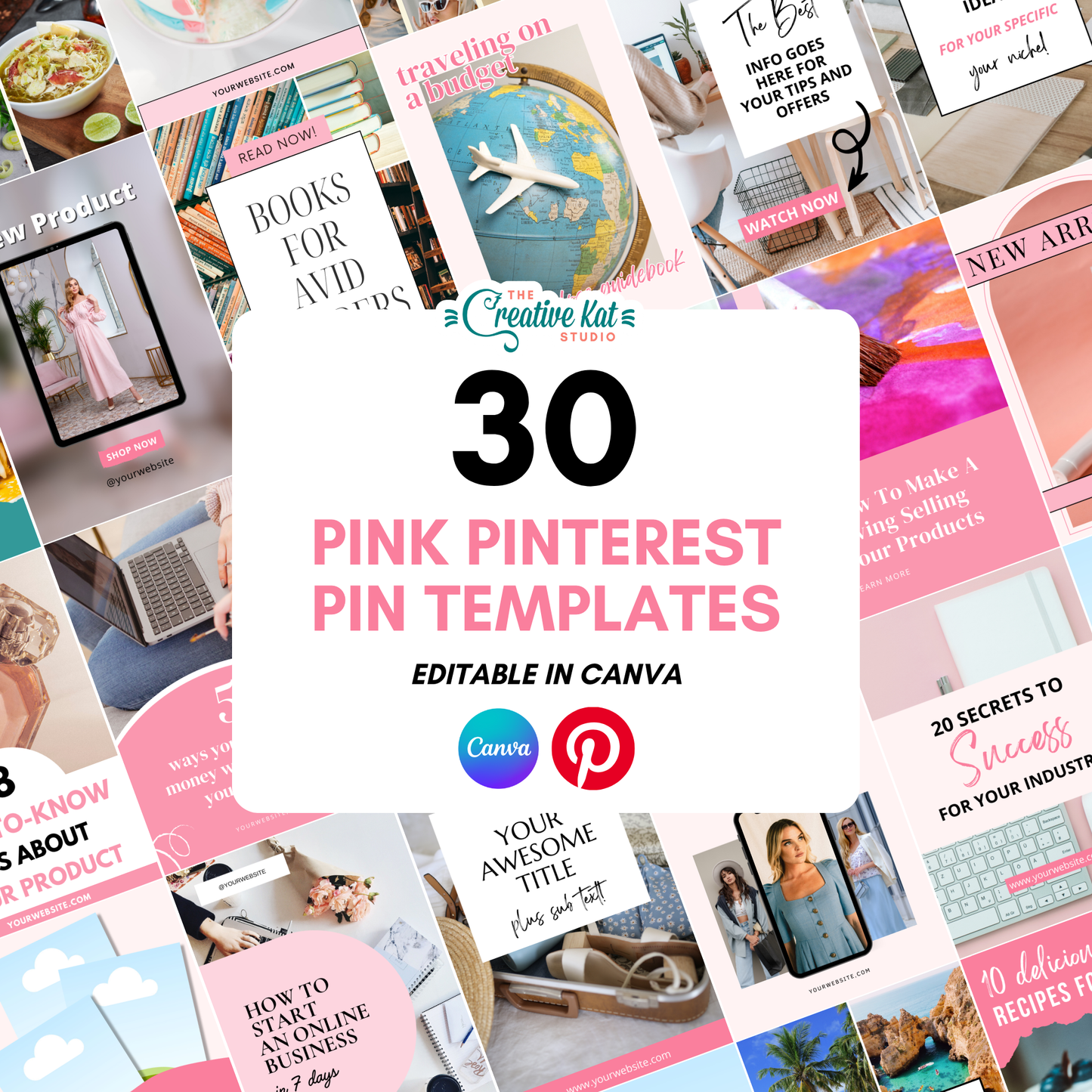 30 Pink Pinterest Pin Templates