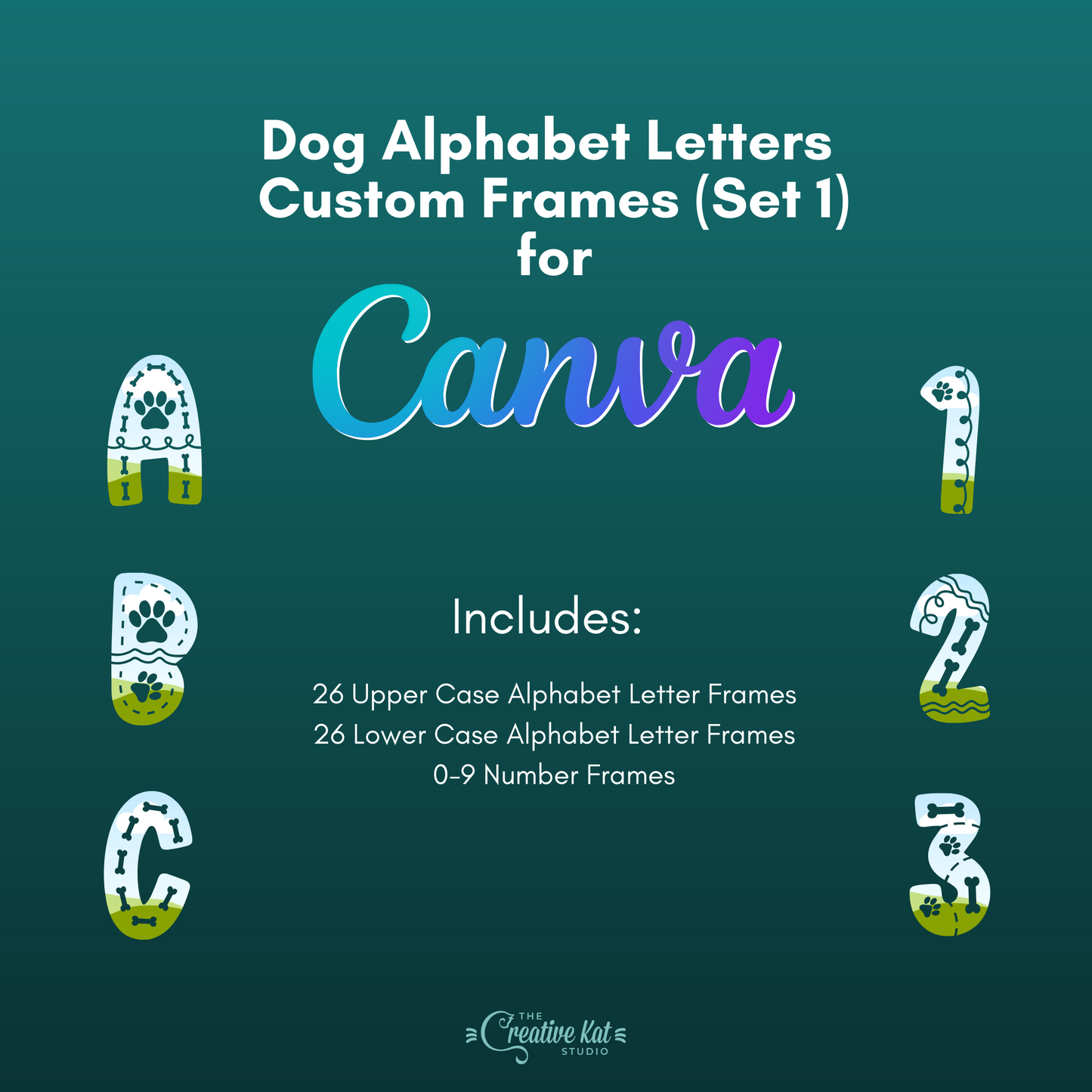Dog Alphabet Letters Custom Frames For Canva (Set 1)