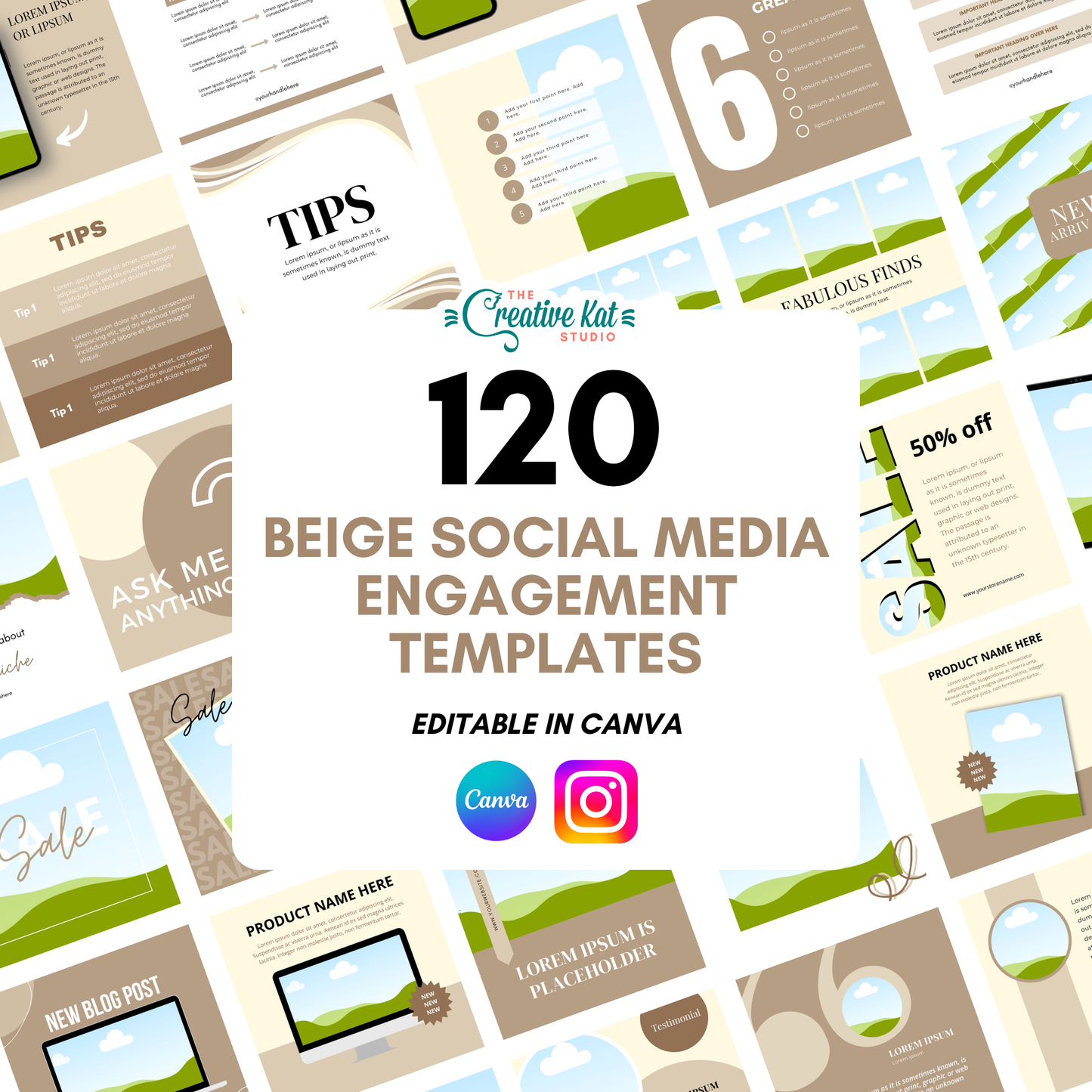 120 Beige Social Media Engagement Templates