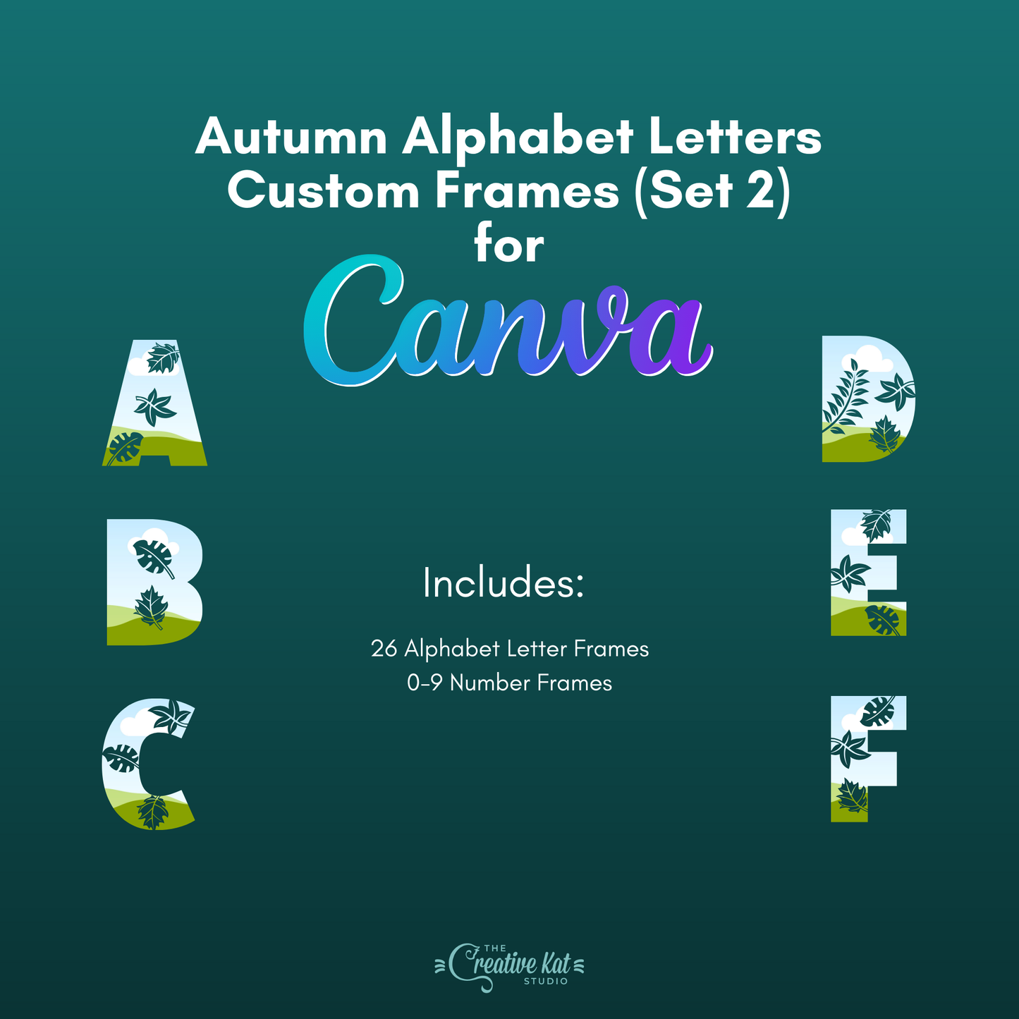 Autumn Alphabet Letters Custom Frames For Canva (Set 2)