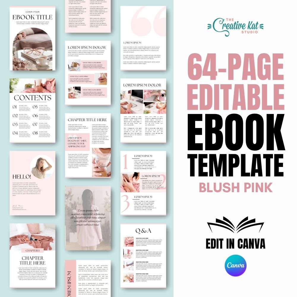 Blush Pink eBook Template – 64 Editable Canva Pages