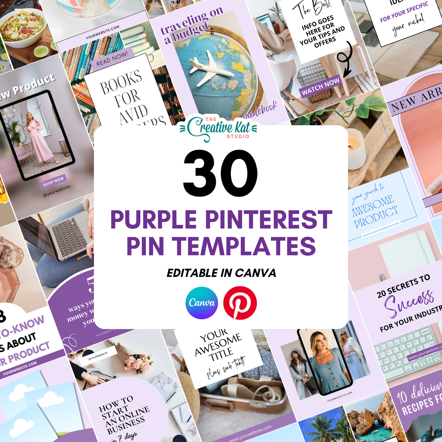 30 Purple Pinterest Pin Templates