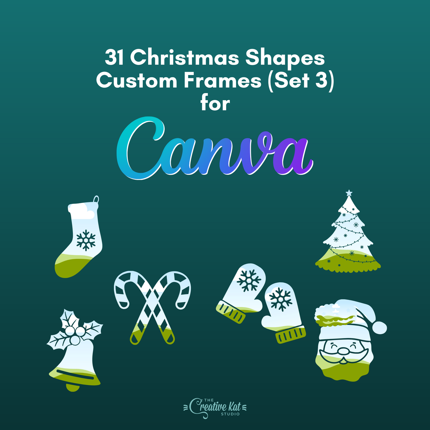 Christmas Shapes Custom Frames For Canva (Set 3)