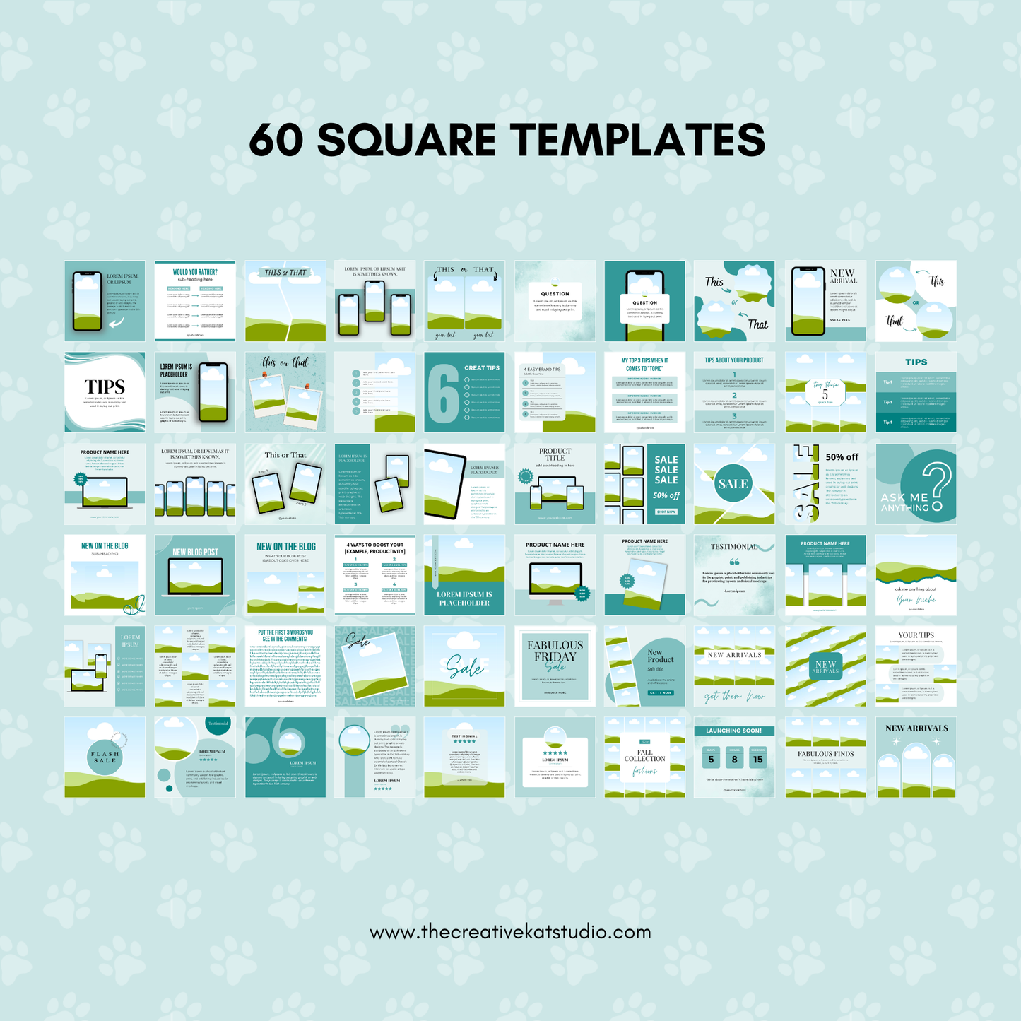 120 Teal Social Media Engagement Templates