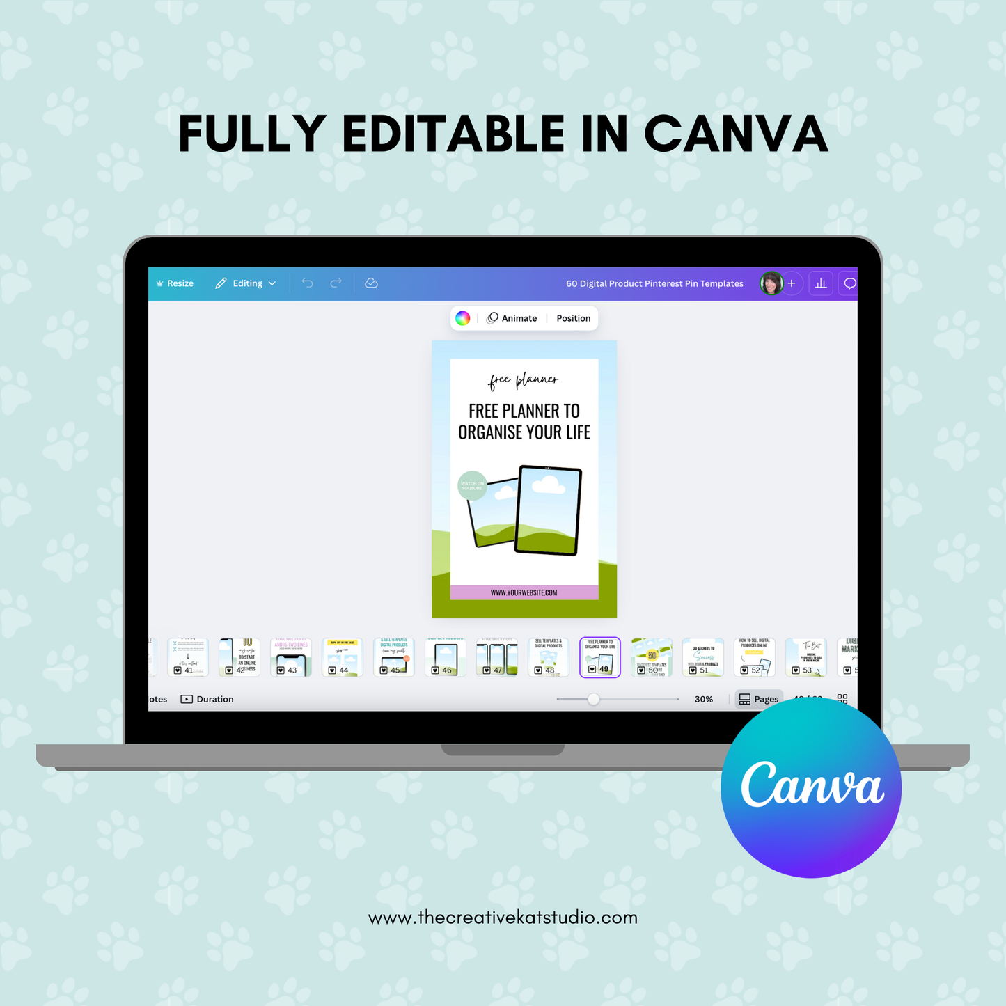 60 Digital Product Pinterest Pin Templates