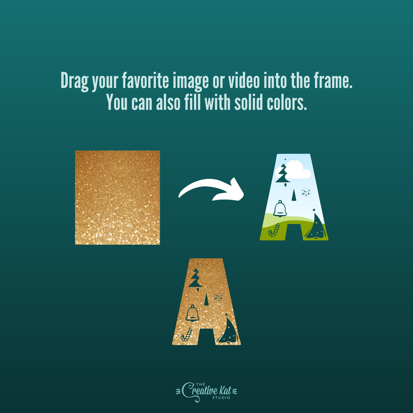Christmas Alphabet Letters Custom Frames For Canva (Set 3)