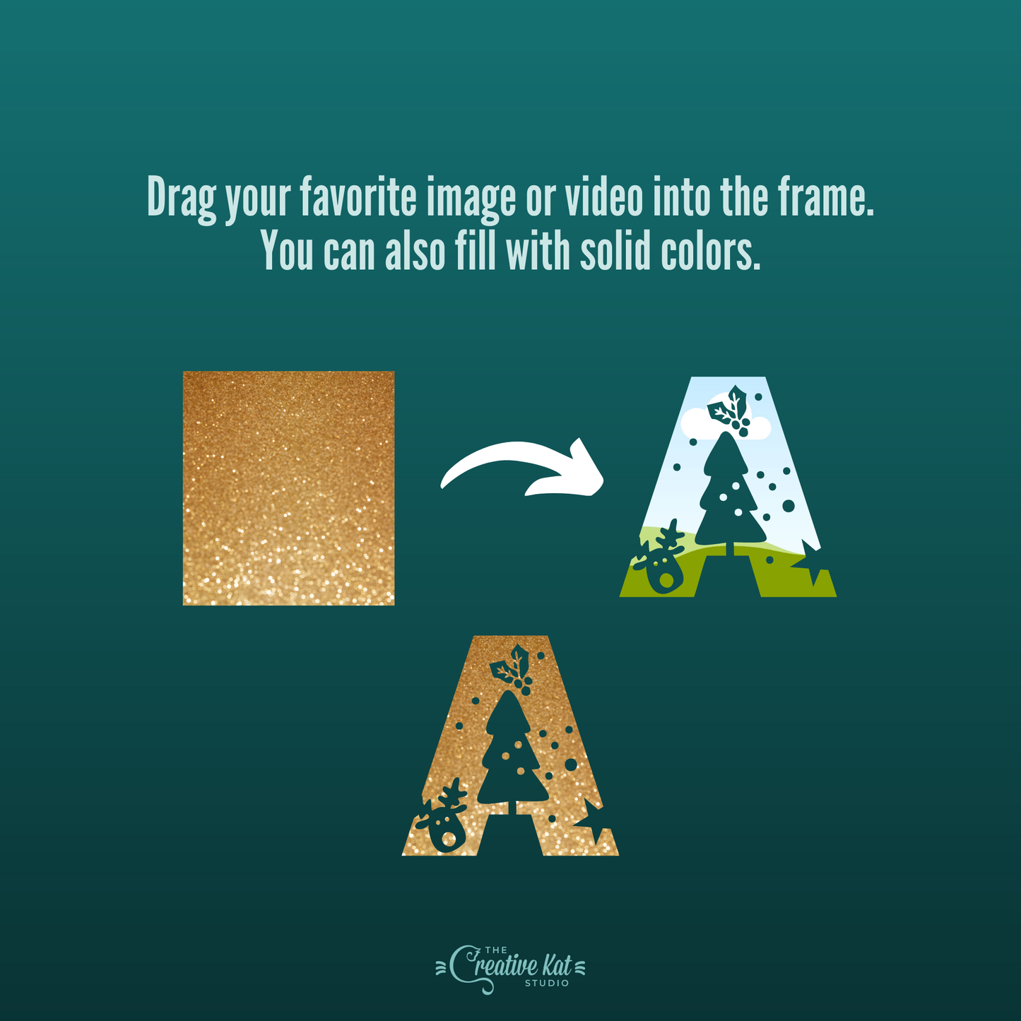 Christmas Alphabet Letters Custom Frames For Canva (Set 5)