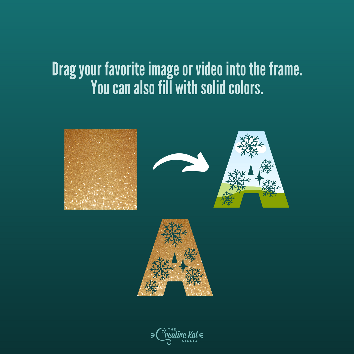 Snowflake Alphabet Letters Custom Frames For Canva (Set 2)