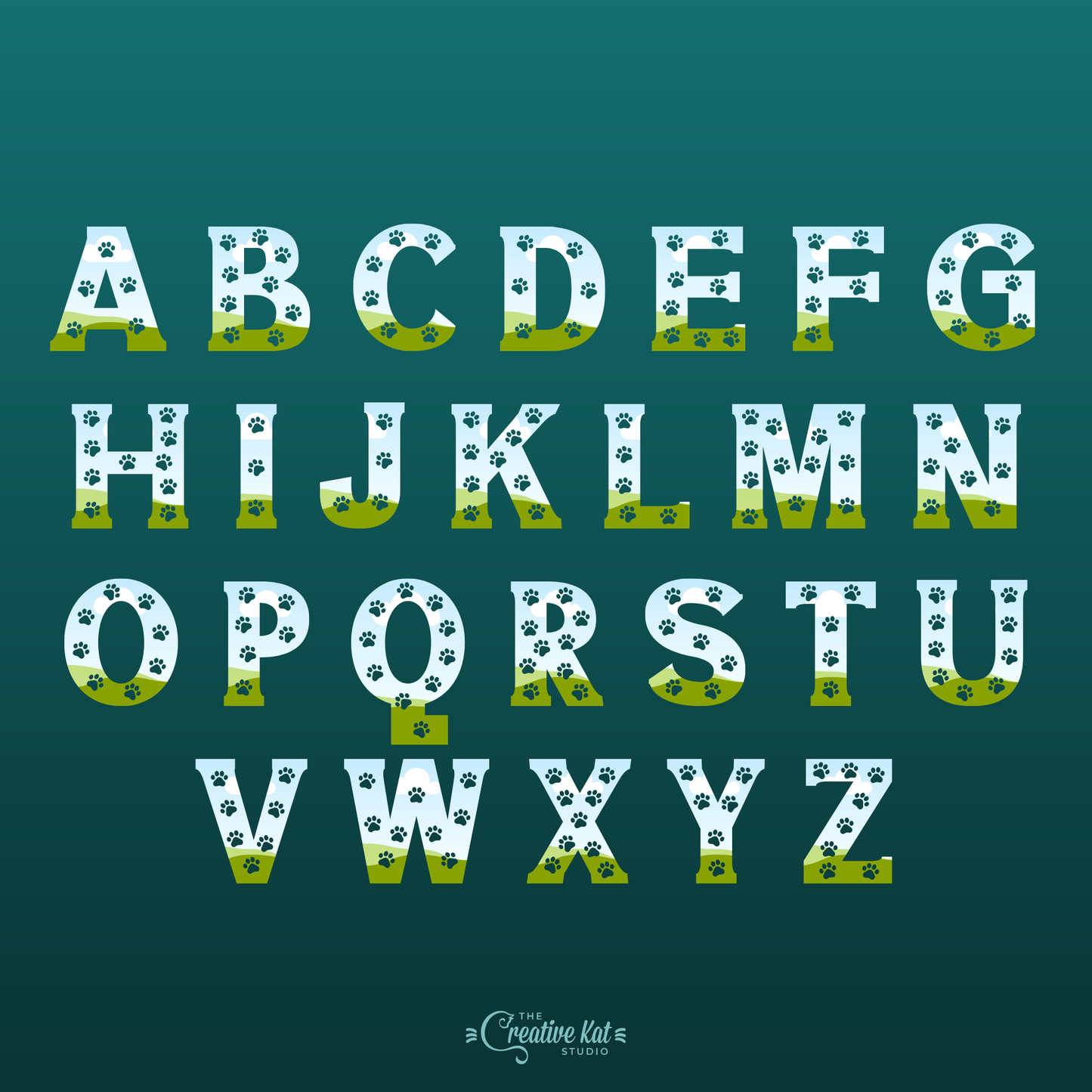 Cat Alphabet Letters Custom Frames For Canva (Set 4)