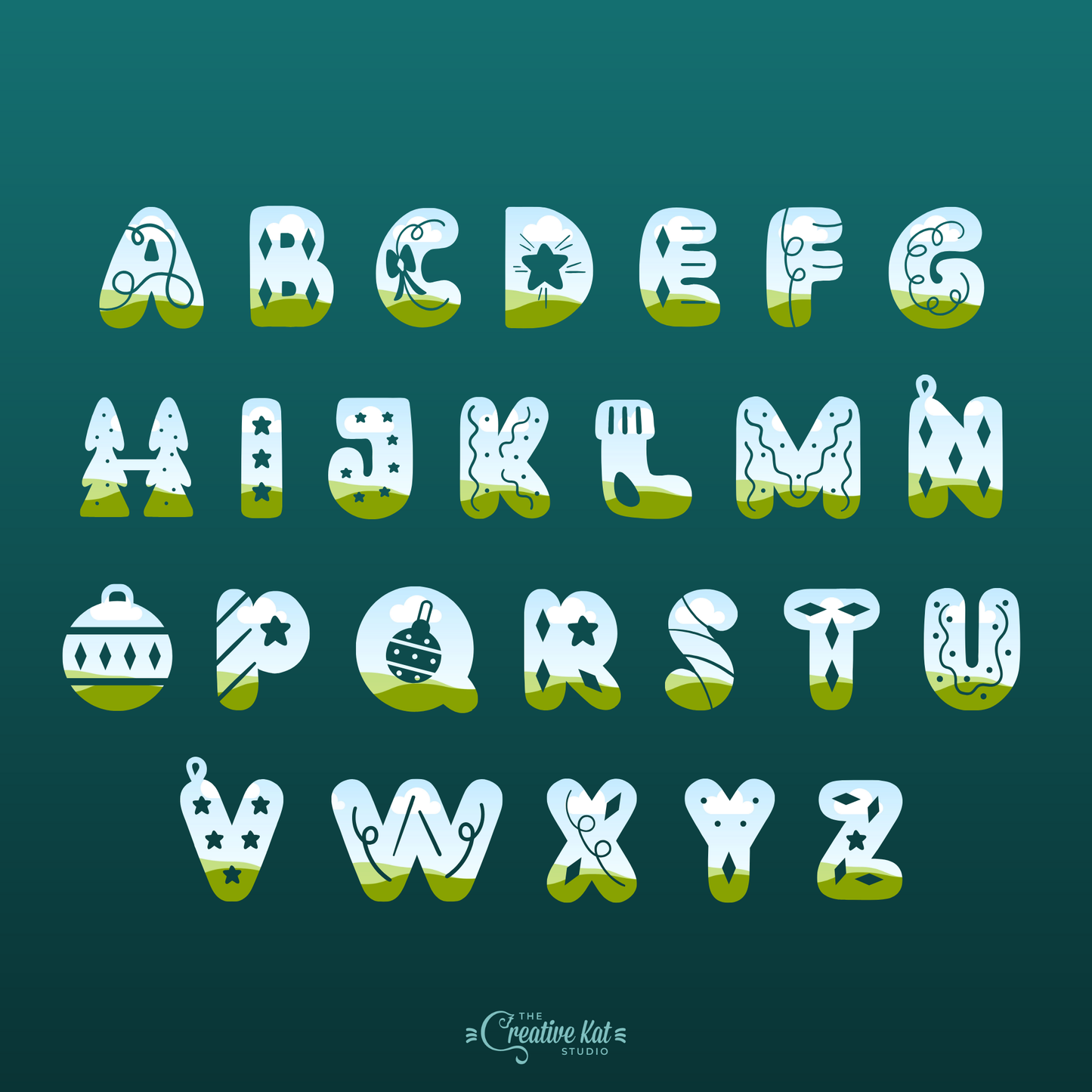Christmas Alphabet Letters Custom Frames For Canva (Set 4)