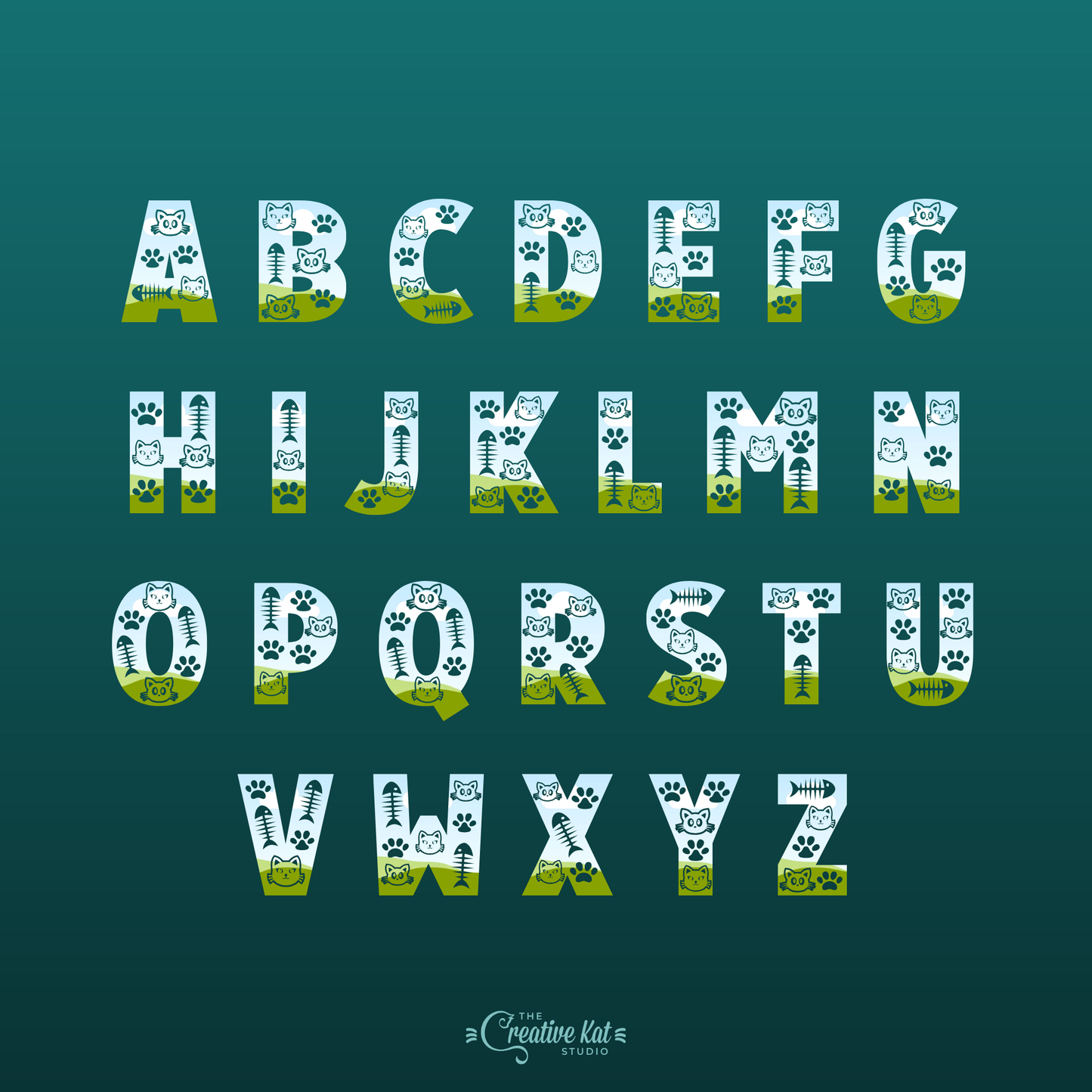 Cat Alphabet Letters Custom Frames For Canva (Set 2)