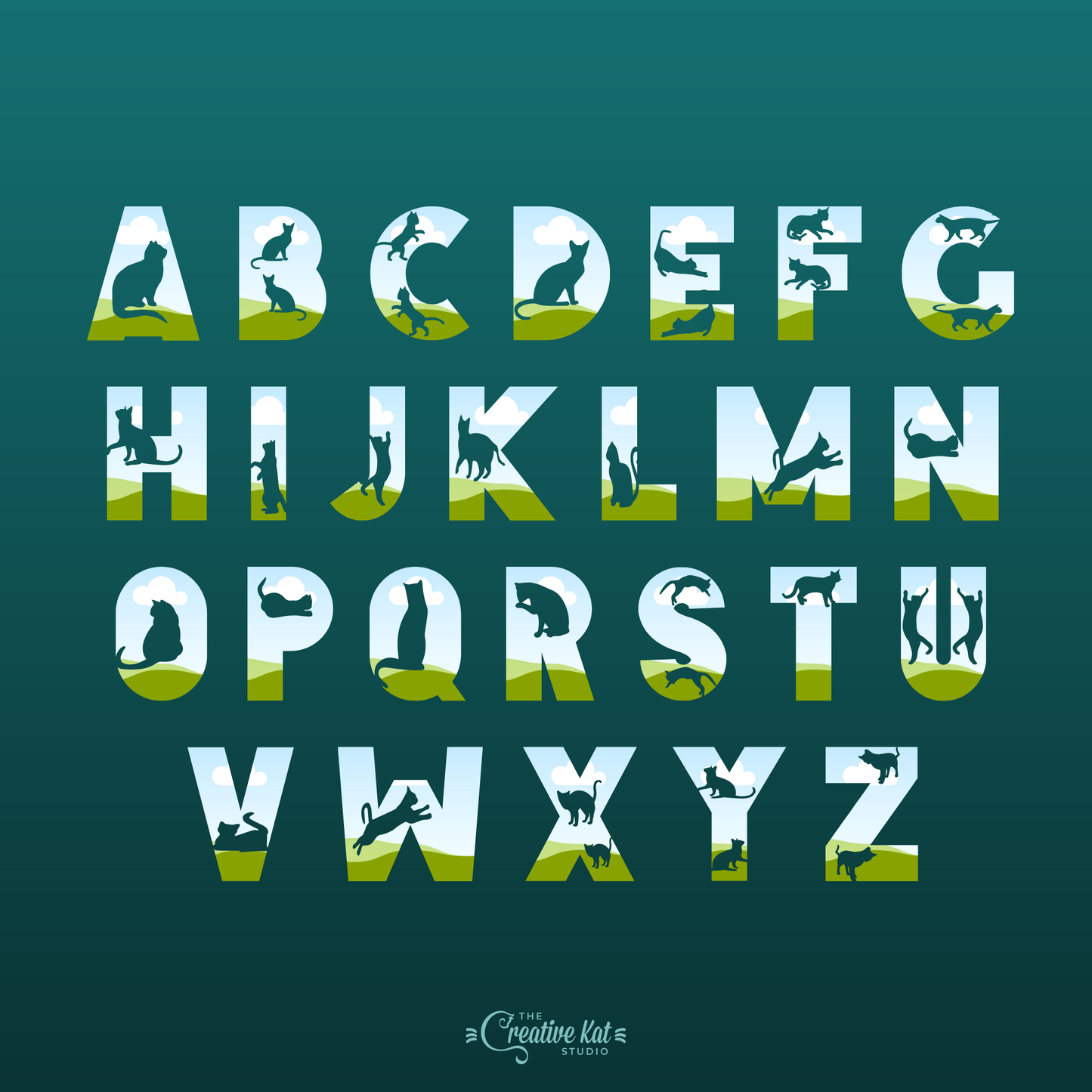 Cat Alphabet Letters Custom Frames For Canva (Set 3)