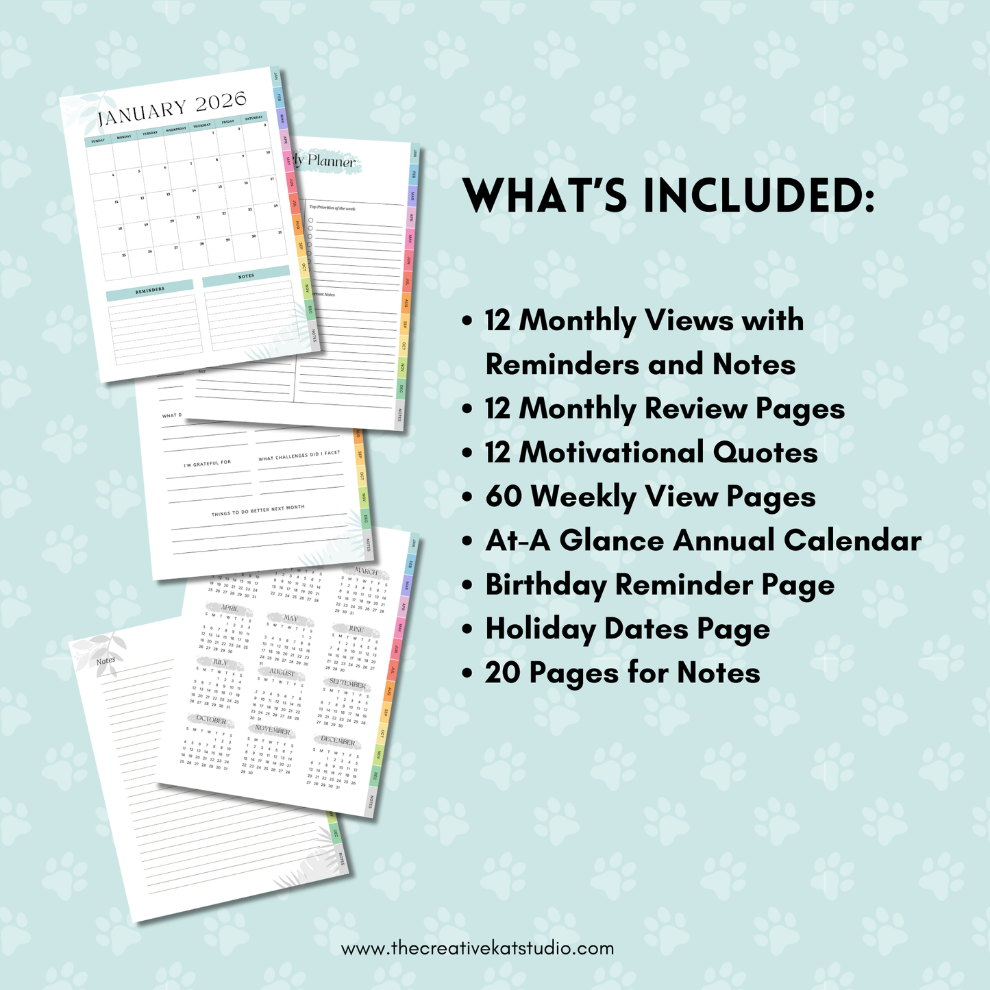 2026 Monthly-Weekly Planner & Customizable Canva Template