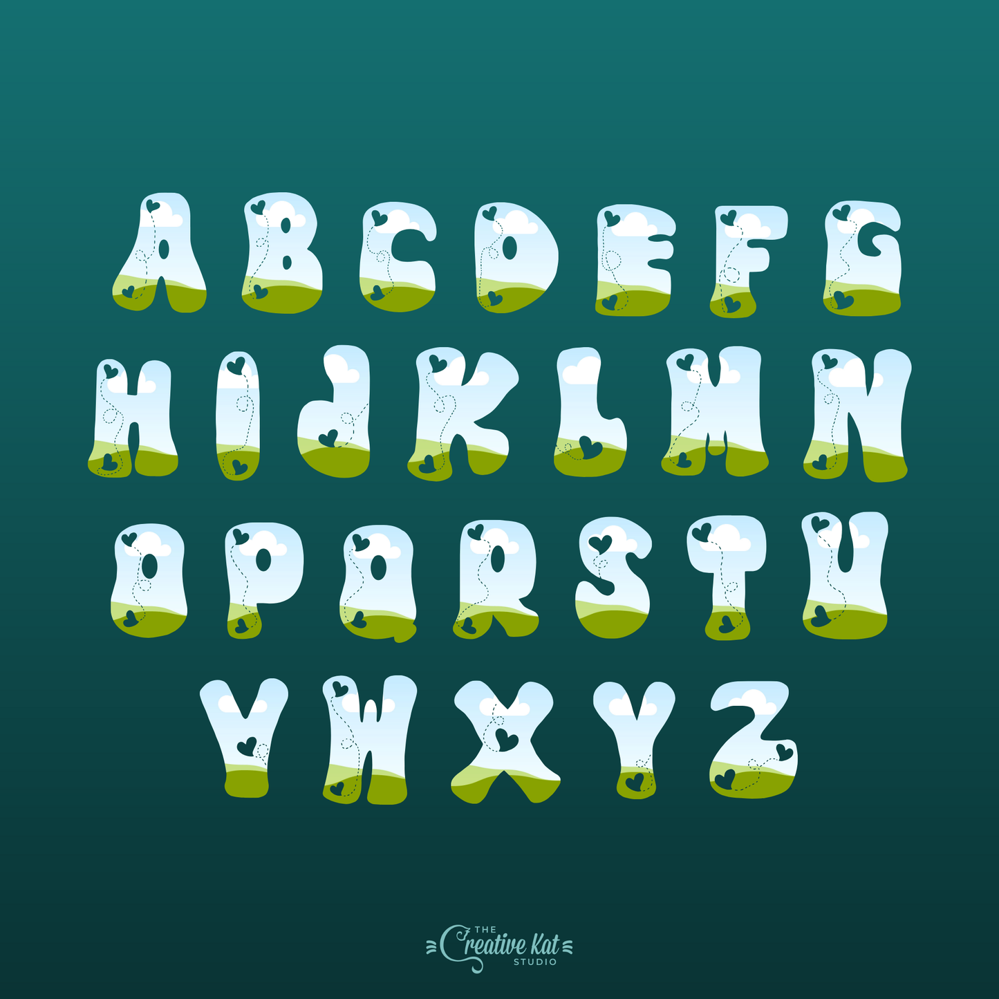 Heart Alphabet Letters Custom Frames For Canva (Set 5)