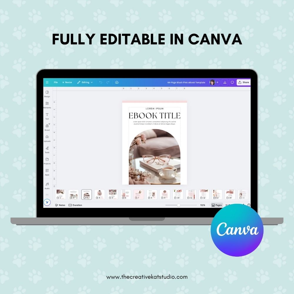 Blush Pink eBook Template – 64 Editable Canva Pages