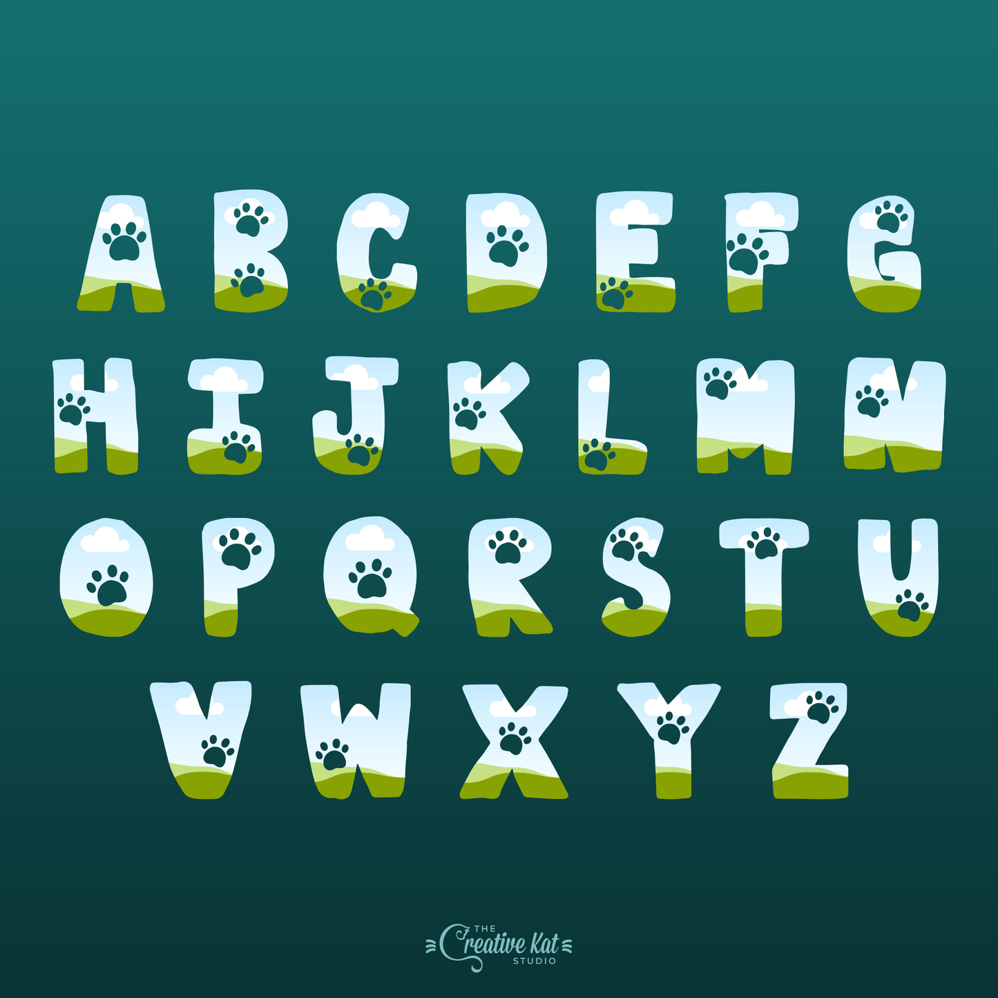 Cat Alphabet Letters Custom Frames For Canva (Set 5)