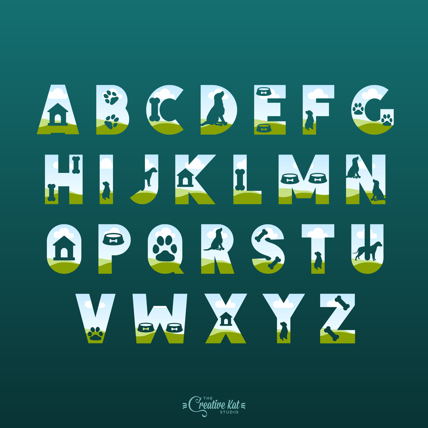 Dog Alphabet Letters Custom Frames For Canva (Set 4)