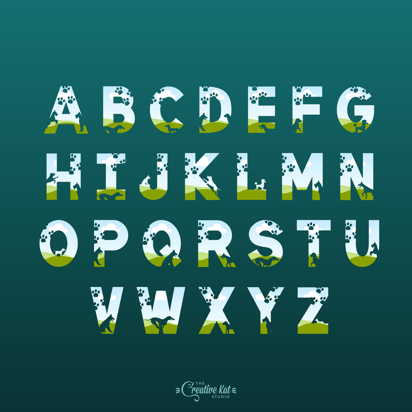 Dog Alphabet Letters Custom Frames For Canva (Set 2)
