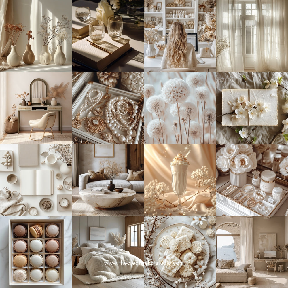 100 Cream + White Collection Stock Images