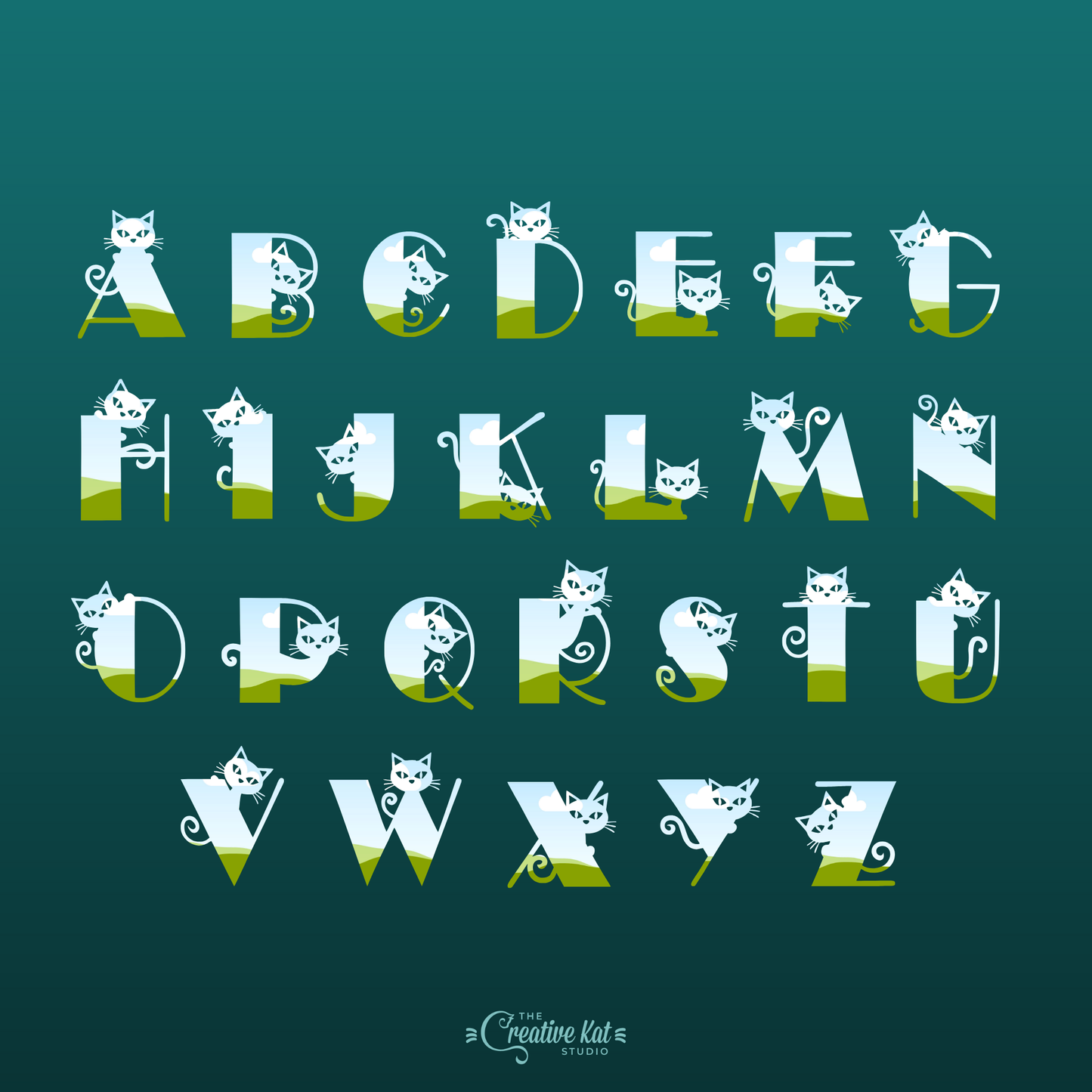Cat Alphabet Letters Custom Frames For Canva (Set 1)