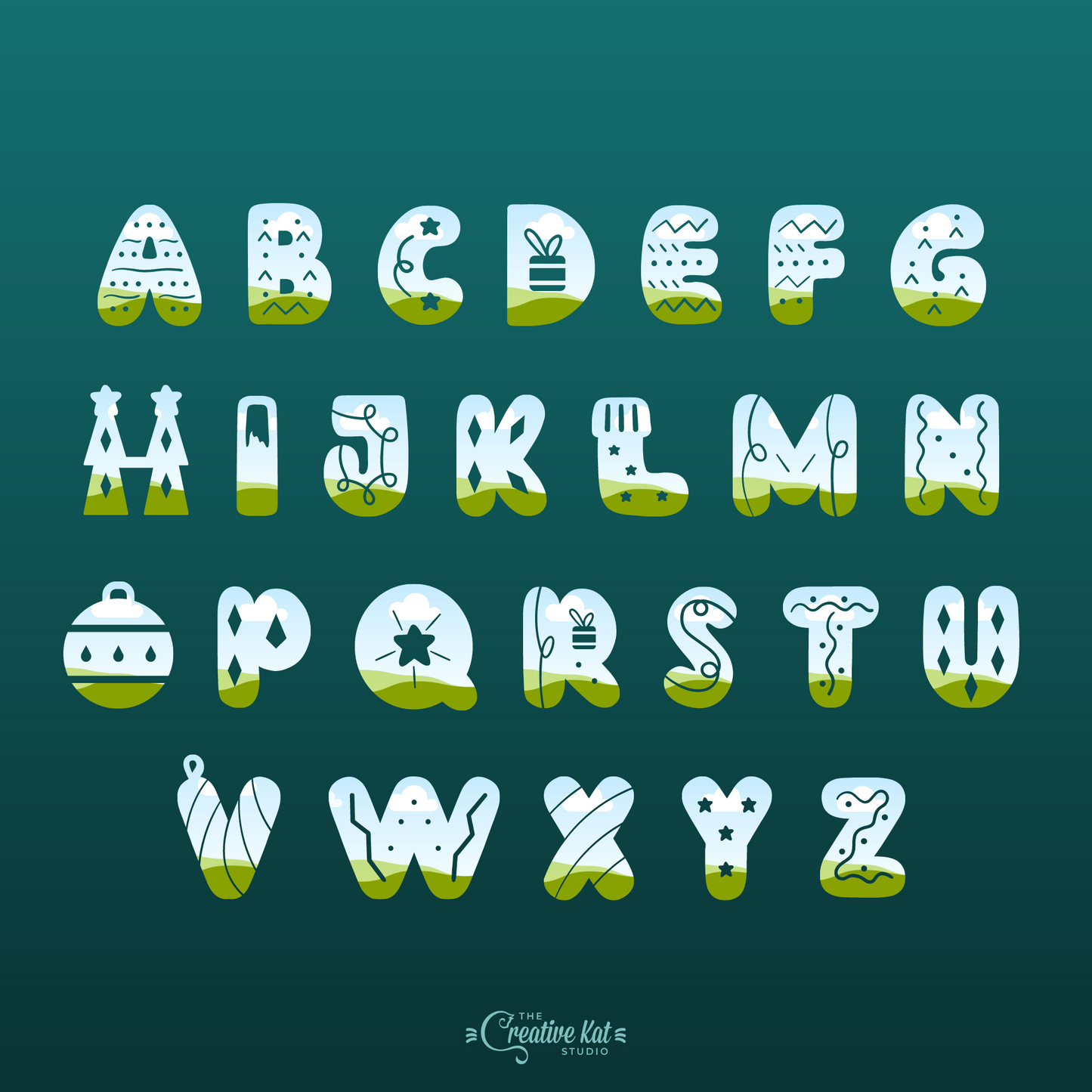 Christmas Alphabet Letters Custom Frames For Canva (Set 4)