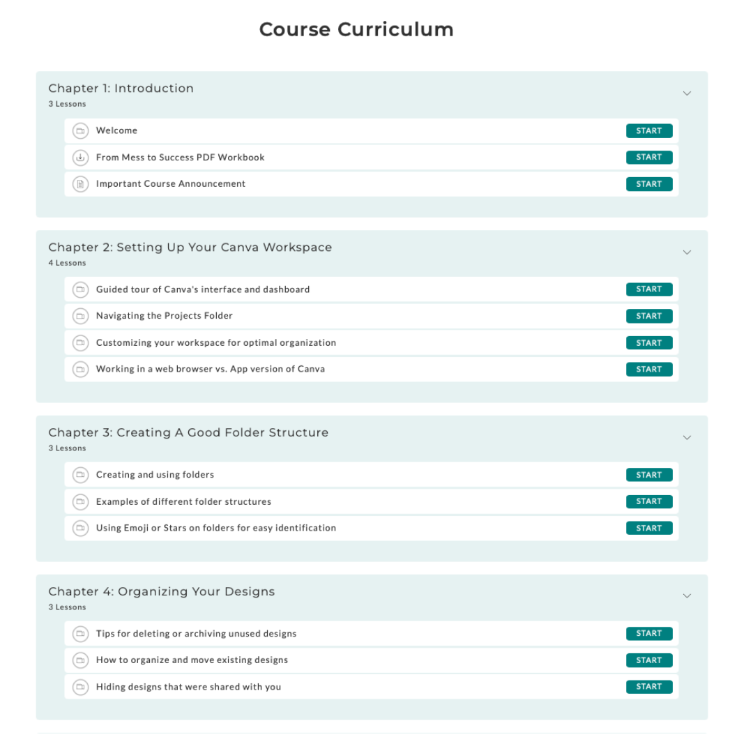 Course: From Mess To Success - Organizing Your Canva Life