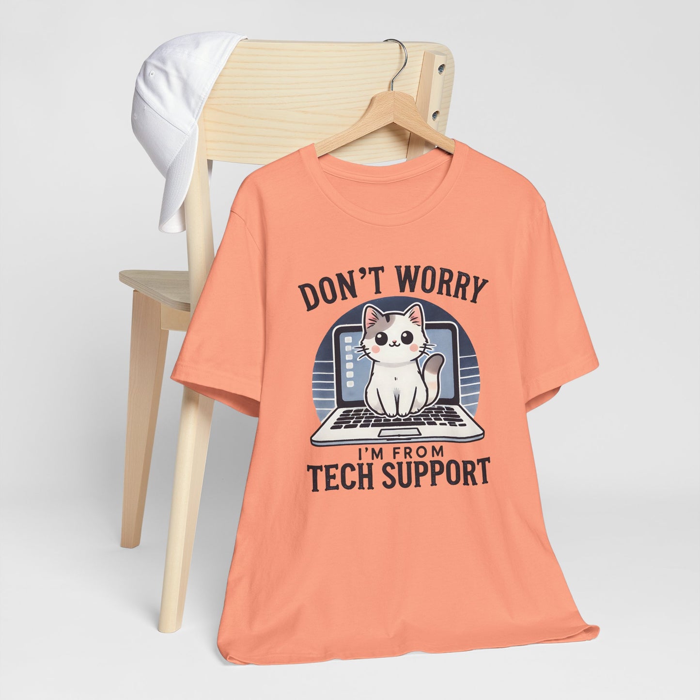 Don't Worry I'm From Tech Support T-Shirt — Cute Cat IT Support Tee