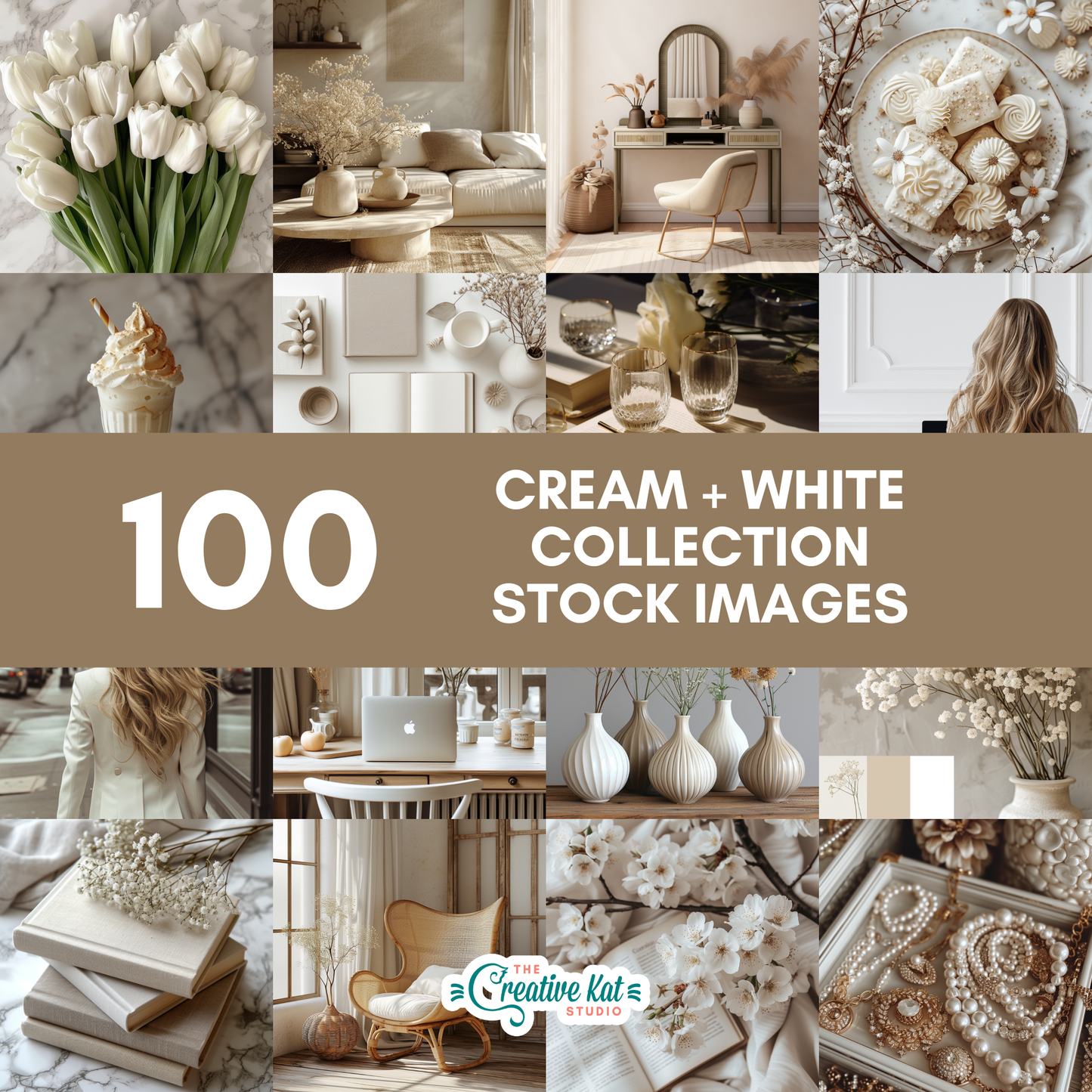 100 Cream + White Collection Stock Images