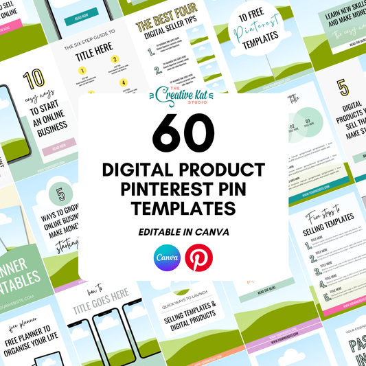 60 Digital Product Pinterest Pin Templates