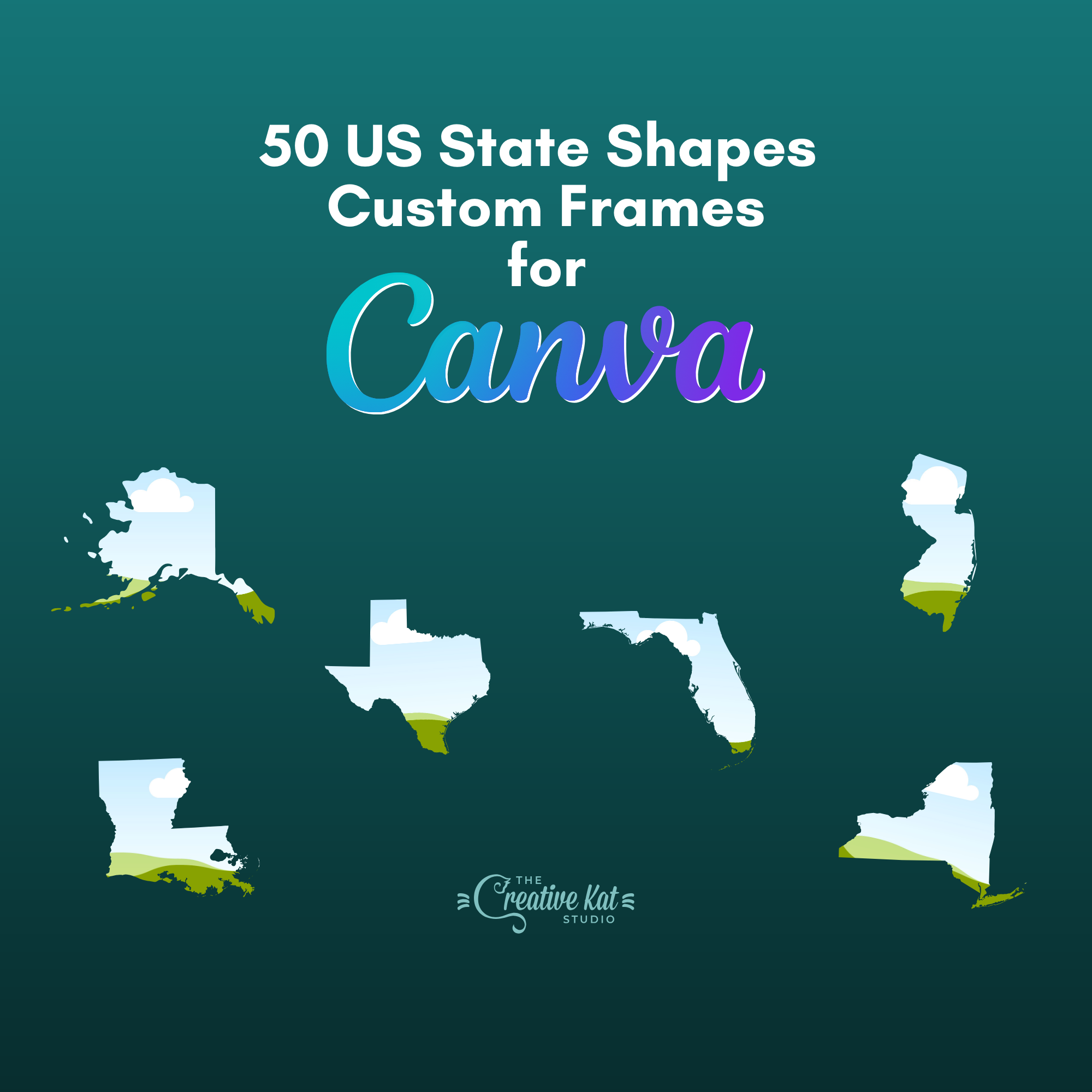 US States Shapes Custom Frames (50) – The Creative Kat Studio