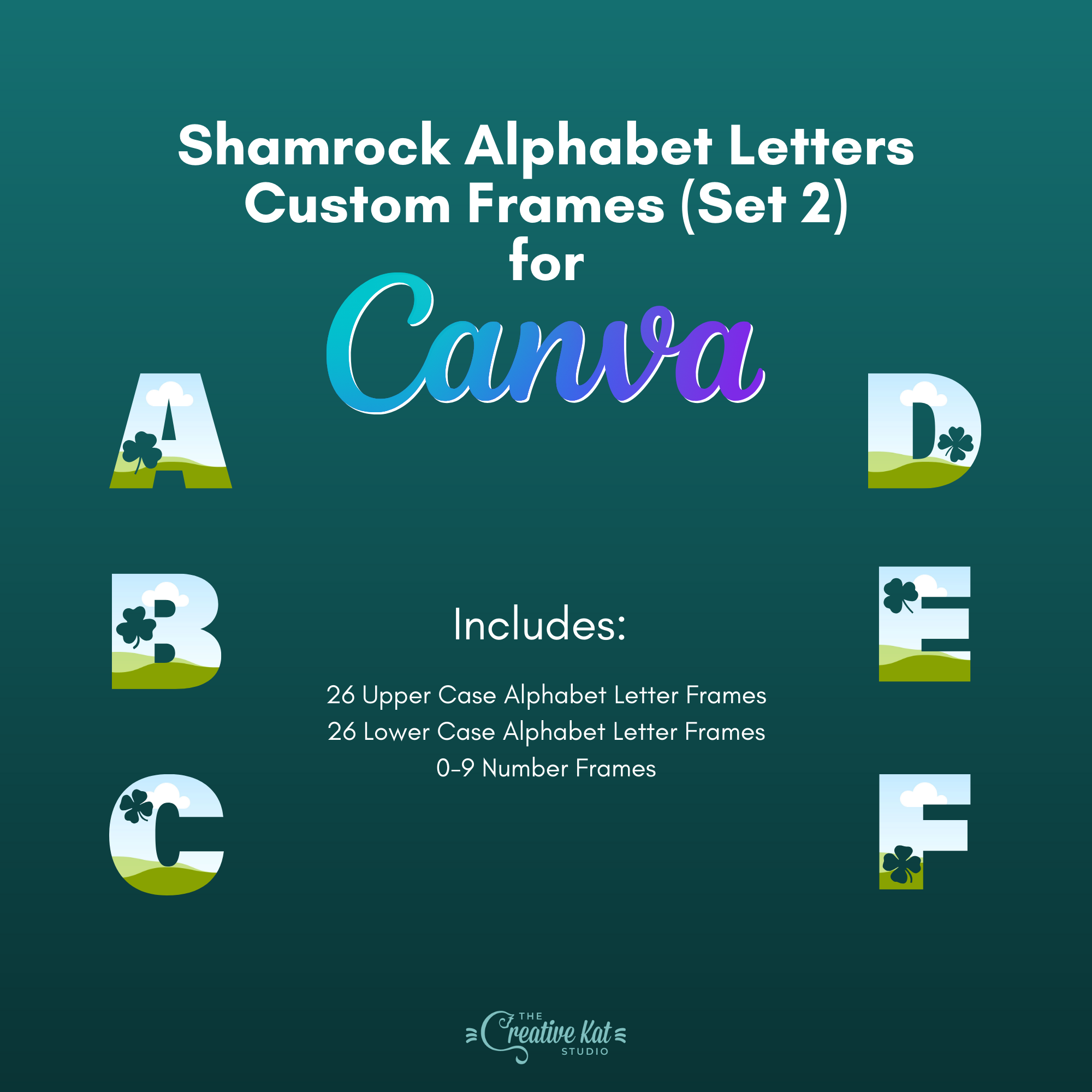 Shamrock Alphabet Letters Custom Frames For Canva (Set 2) – The ...