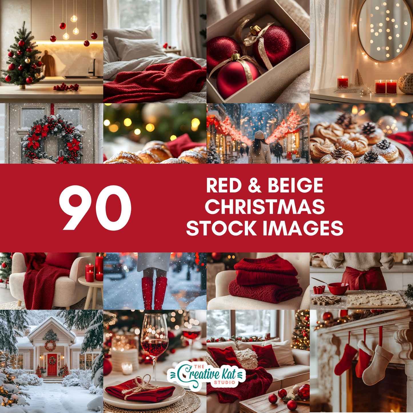 90 Red and Beige Christmas Stock Images