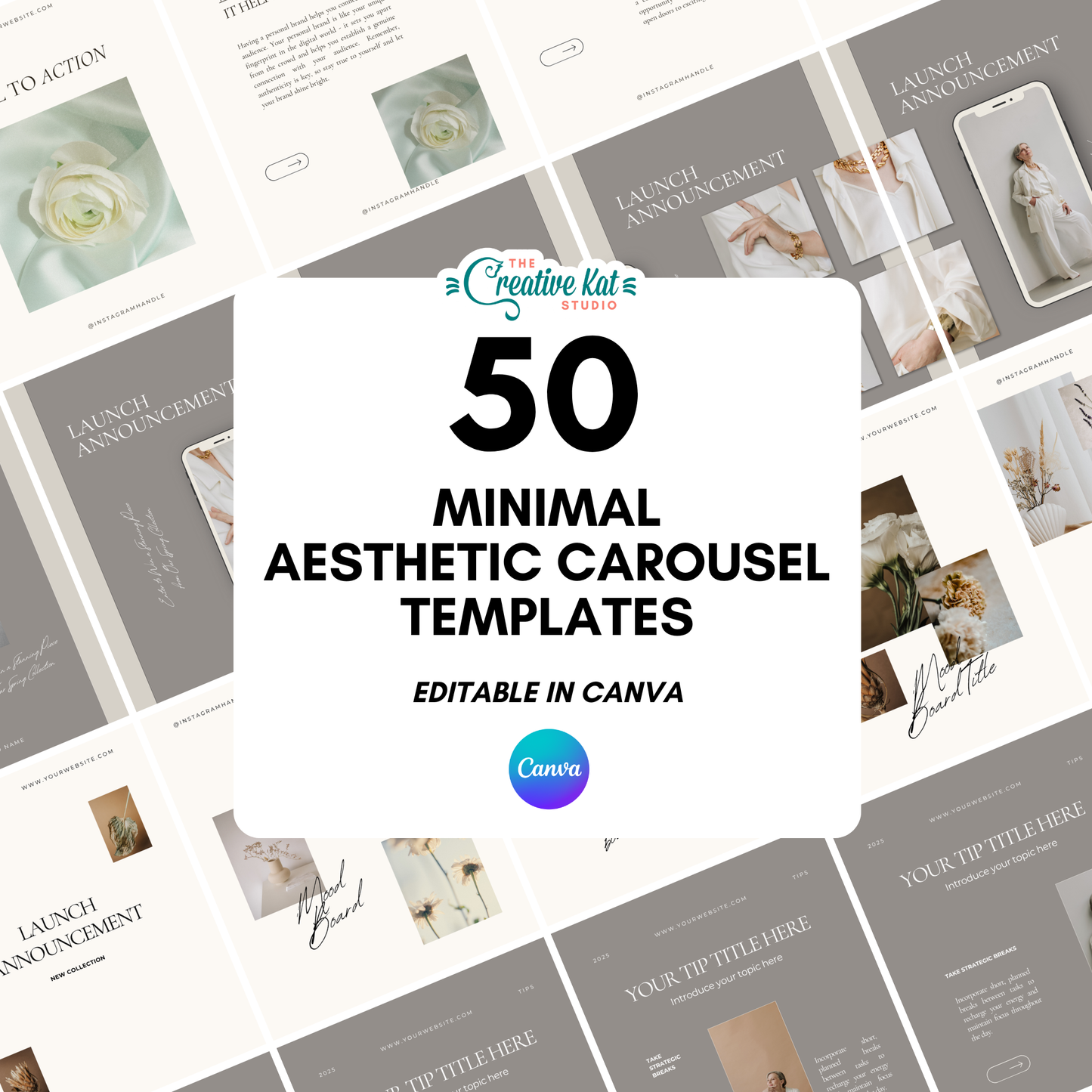50 Canva Carousel Templates | 45 Editable Carousel Templates + 5 Seamless Carousel Templates