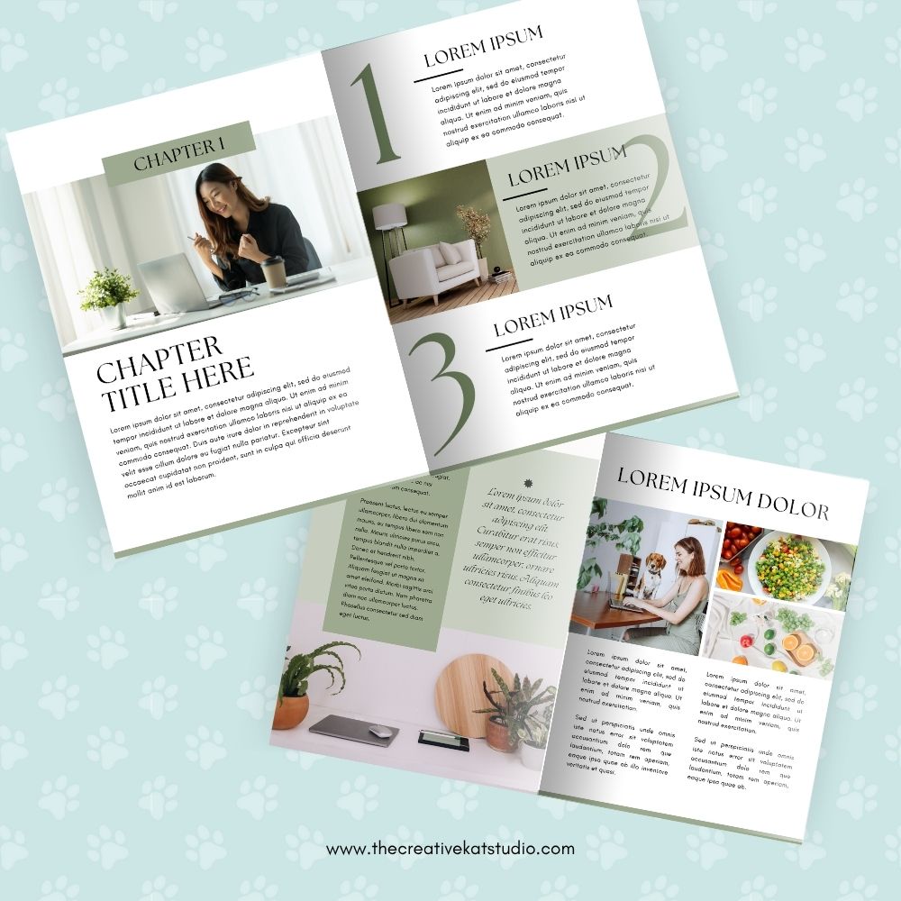 Soft Sage eBook Template – 64 Editable Canva Pages