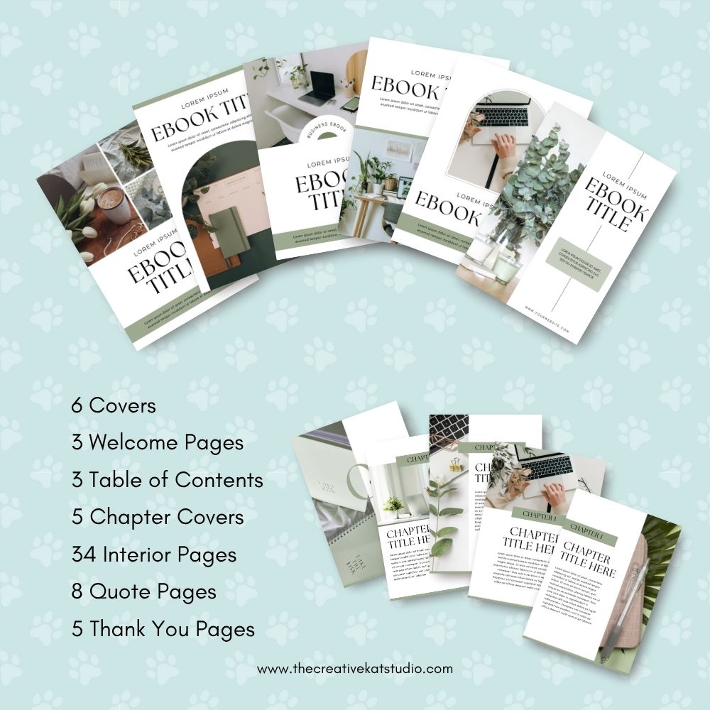 Soft Sage eBook Template – 64 Editable Canva Pages