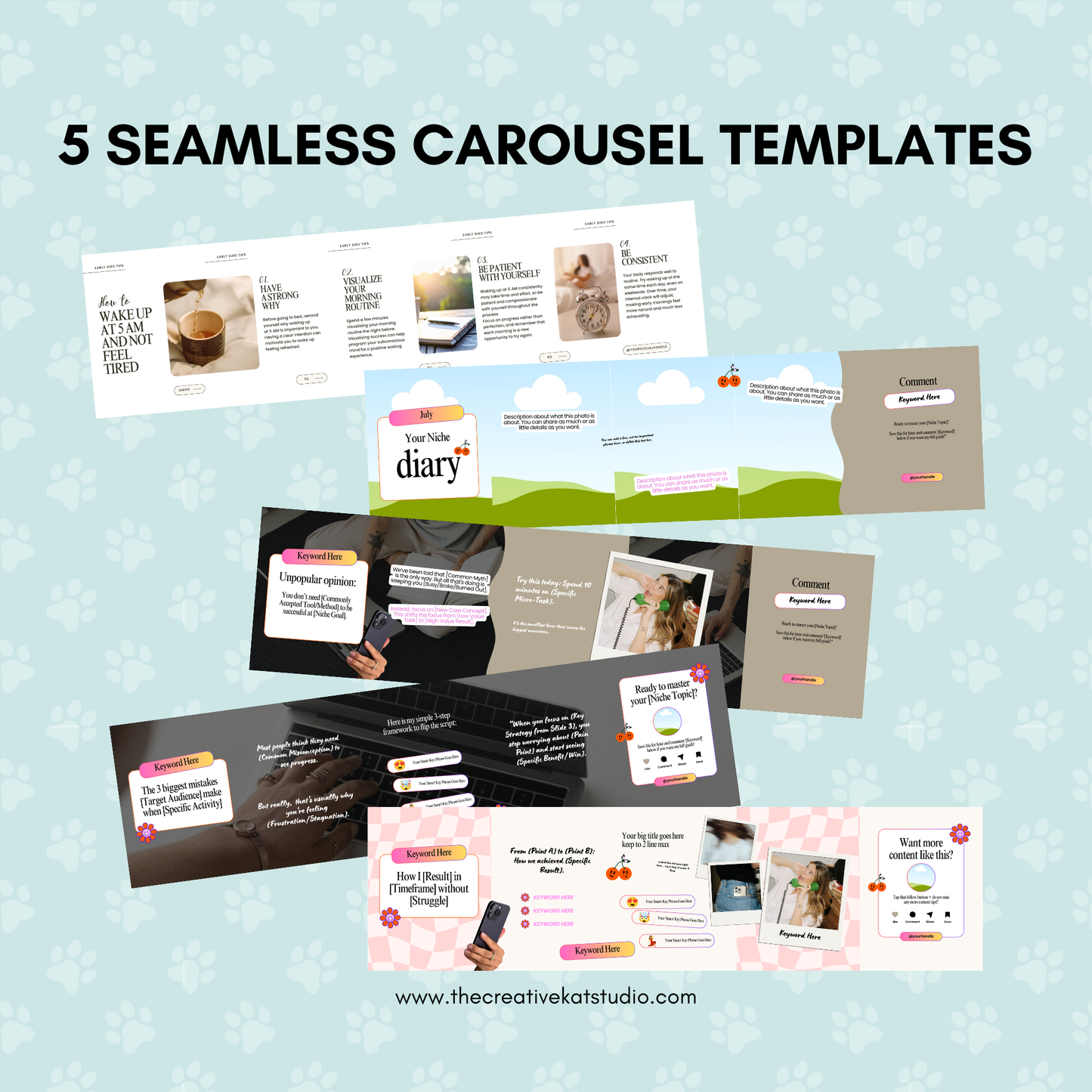 50 Canva Carousel Templates | 45 Editable Carousel Templates + 5 Seamless Carousel Templates