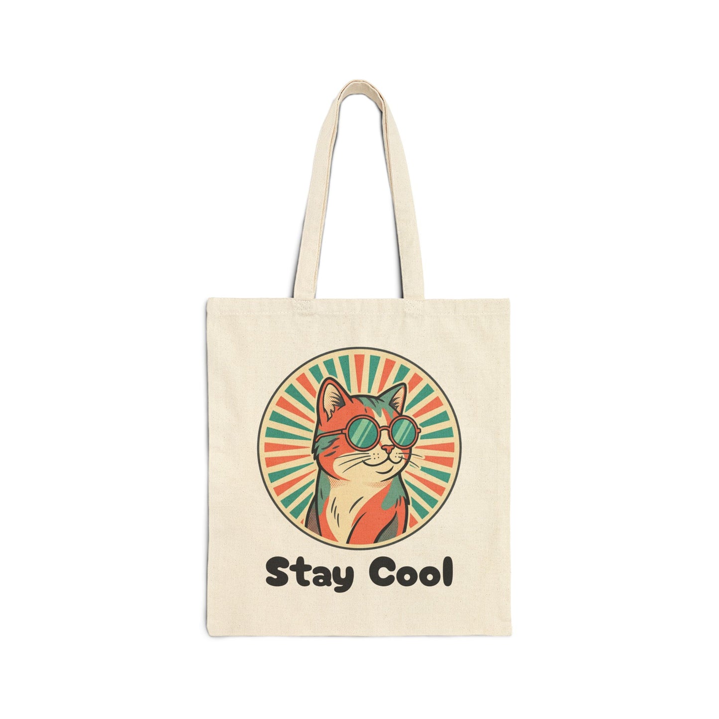 Tote Bag — "Stay Cool" Retro Cat Canvas Tote