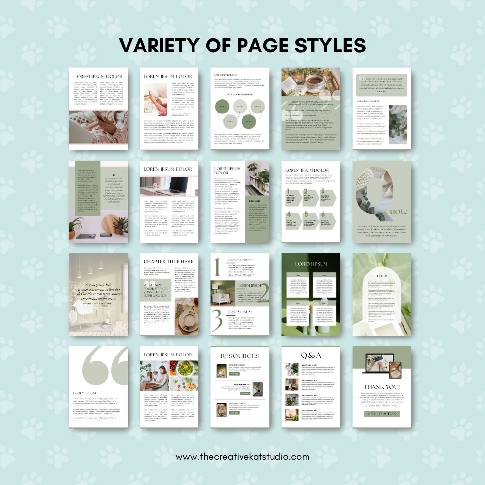 Soft Sage eBook Template – 64 Editable Canva Pages