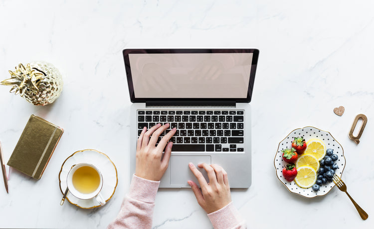 Working at laptop